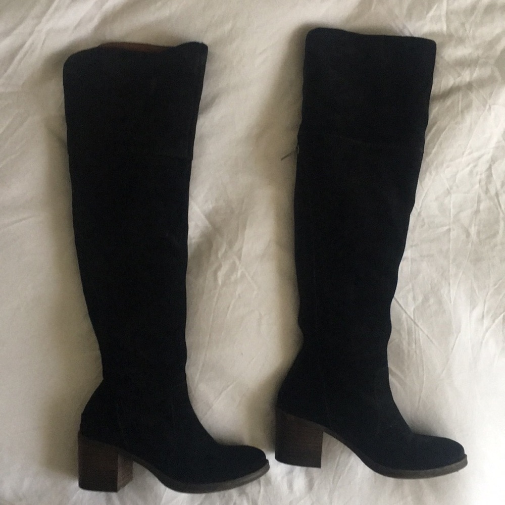 Lucky Brand Knee High Black Suede Boots
